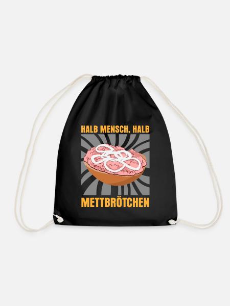 Mettbrötchen Hackfleisch Mettfleisch - Turnbeutel - Schwarz