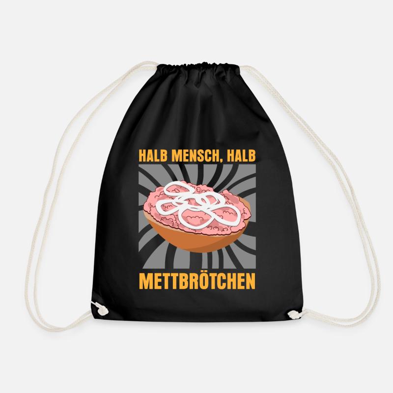 Mettbrötchen Hackfleisch Mettfleisch - Turnbeutel - Schwarz