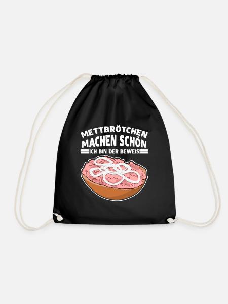 Mettigel Hackfleisch Mett Mettbrötchen - Turnbeutel - Schwarz