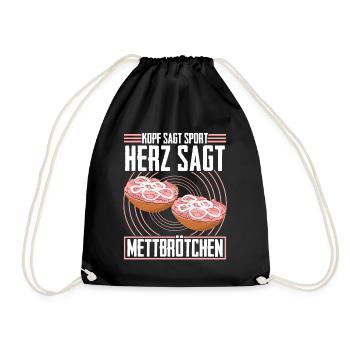 Hackfleisch Mett Mettbrötchen - Turnbeutel - Schwarz - Vorne