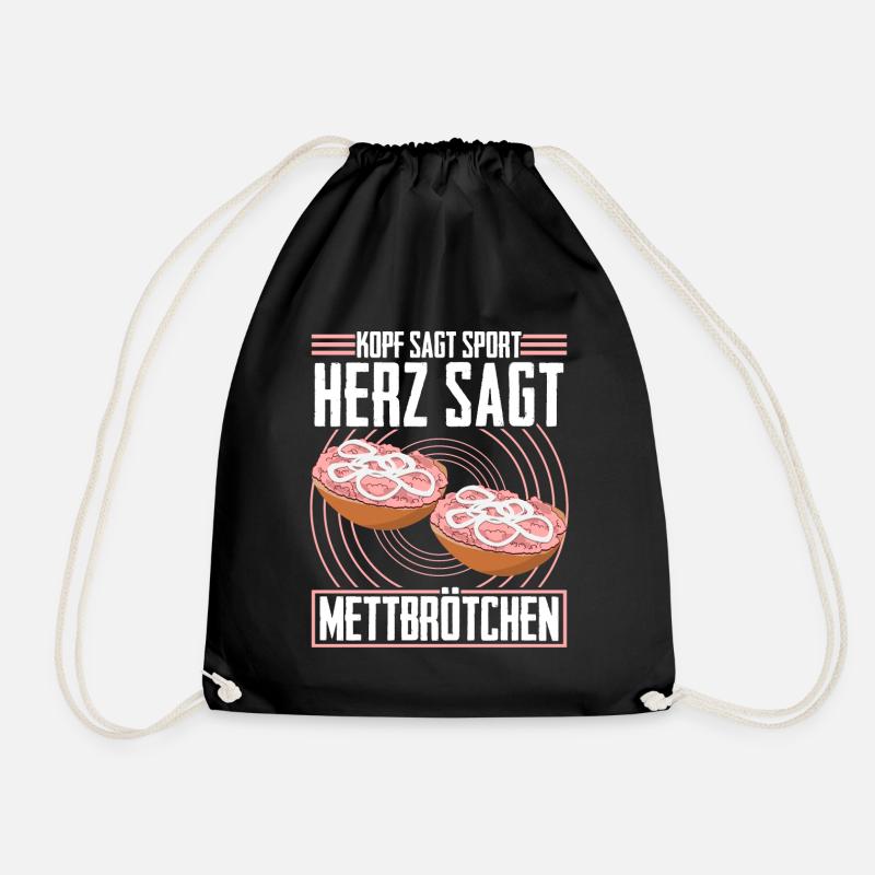 Hackfleisch Mett Mettbrötchen - Turnbeutel - Schwarz