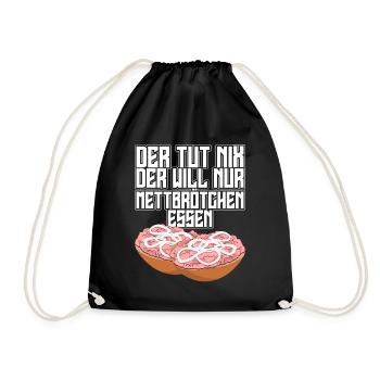 Hackfleisch Mettbrötchen - Turnbeutel - Schwarz - Vorne