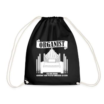 Orgel Pfeifen Organist Orgelspieler - Turnbeutel - Schwarz - Vorne