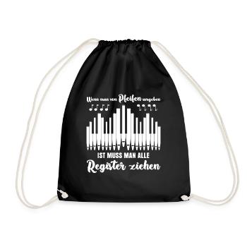 Orgel Orgelspieler Spruch Organist - Turnbeutel - Schwarz - Vorne