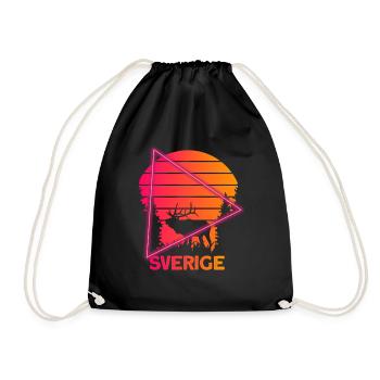 sverige Elch Schweden skandinavien vaporwave - Turnbeutel - Schwarz - Vorne