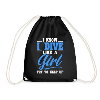 Sporttauchen Geschenk Unterwasser Sporttaucher - Turnbeutel - Schwarz - Vorne