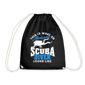 Sporttauchen Geschenk Unterwasser Sporttaucher - Turnbeutel - Schwarz - Vorne