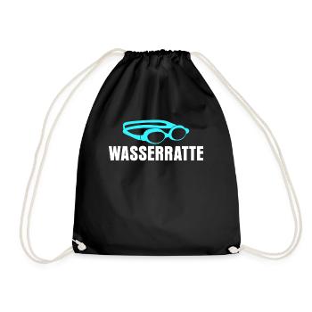 Schwimmen Wasserratte Schwimmer - Turnbeutel - Schwarz - Vorne