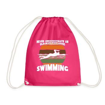 Schwimmer alter Mann Schwimmtrainer - Turnbeutel - Fuchsia - Vorne