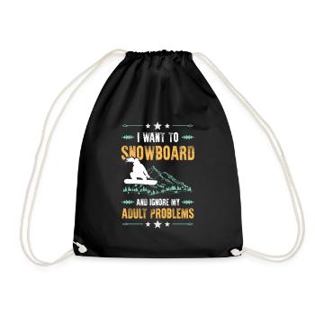 Ignore snowboarding problems - Drawstring Bag - black - Front