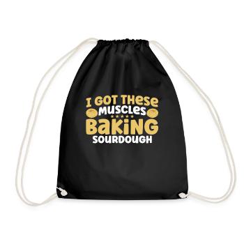 Bread Baking Gift Bakery Quote Baker - Drawstring Bag - black - Front