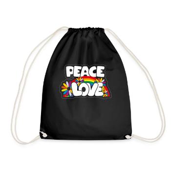 Friedensliebe Hippie - Turnbeutel - Schwarz - Vorne
