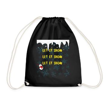 Snow | Let it Snow | Flakes | Snow figure | Santa - Turnbeutel - Schwarz - Vorne