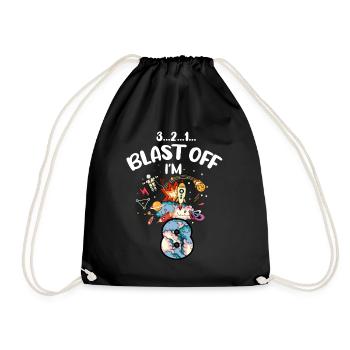Blast Off Ich Bin 8 Jahre Alt, 8. Geburtstag - Turnbeutel - Schwarz - Vorne