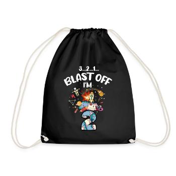 Blast Off Ich Bin2 Jahre Alt, 2. Geburtstag - Turnbeutel - Schwarz - Vorne
