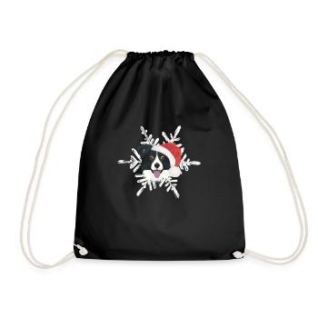 Border Collie Merry Christmas - Drawstring Bag - black - Front