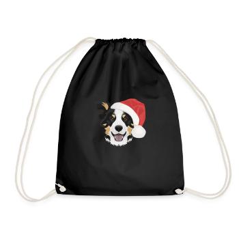 Border Collie Merry Christmas - Drawstring Bag - black - Front