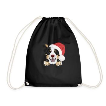 Border Collie Merry Christmas - Drawstring Bag - black - Front