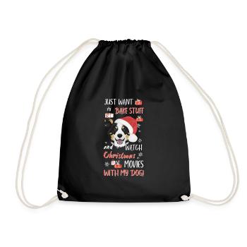 Border Collie Merry Christmas - Drawstring Bag - black - Front