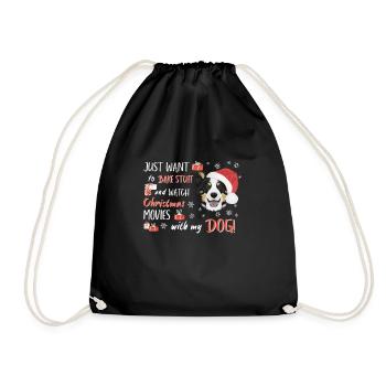 Border Collie Merry Christmas - Drawstring Bag - black - Front
