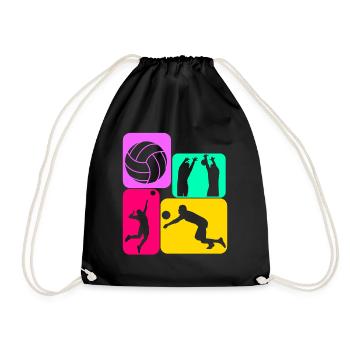 Volleyball Volleyballspieler - Turnbeutel - Schwarz - Vorne