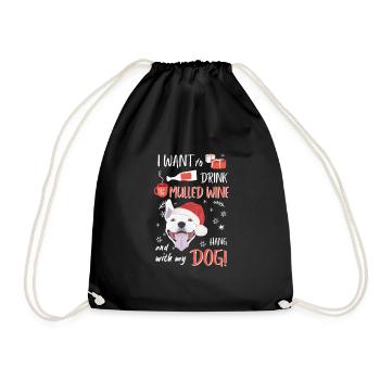 Bull Terrier vin chaud Noël - Sac de sport léger - noir - Devant