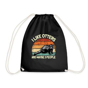 Eurasian river otter - Drawstring Bag - black - Front