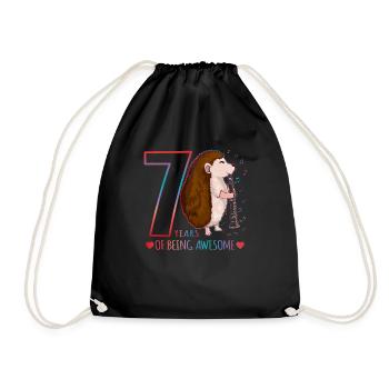 Hedgehog joue de la flûte - Hedgehog 7ème anniversaire - Sac de sport léger - noir - Devant
