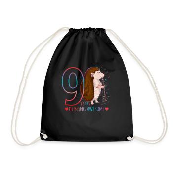 Hedgehog joue de la flûte - Hérisson 9ème anniversaire - Sac de sport léger - noir - Devant