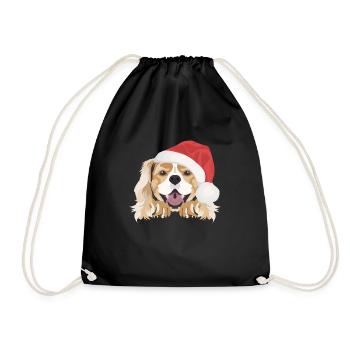 King Charles Spaniel Merry Christmas - Drawstring Bag - black - Front