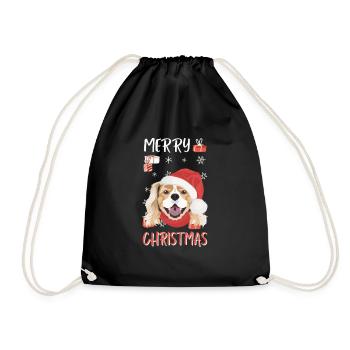King Charles Spaniel Merry Christmas - Drawstring Bag - black - Front
