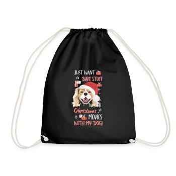 King Charles Spaniel Merry Christmas - Drawstring Bag - black - Front