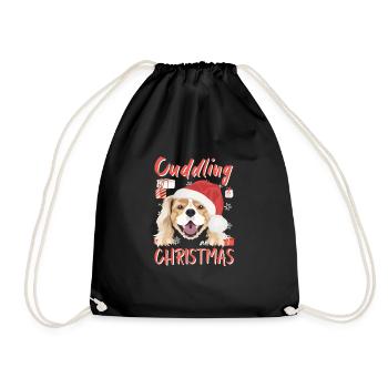 King Charles Spaniel Merry Christmas - Drawstring Bag - black - Front