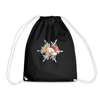 Chihuahua Frohe Weihnachten - Turnbeutel - Schwarz - Vorne