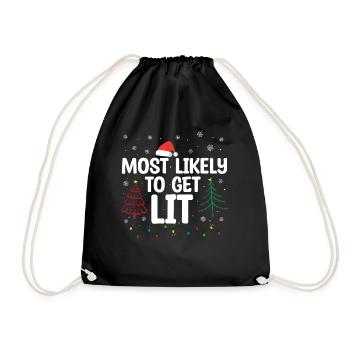 Christmas Quote, Funny Christmas Quote - Drawstring Bag - black - Front