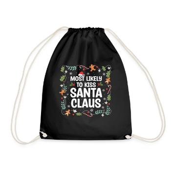 Christmas Quote, Funny Christmas Quote - Drawstring Bag - black - Front
