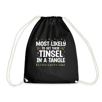 Christmas Quote, Funny Christmas Quote - Drawstring Bag - black - Front