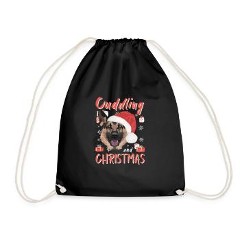 German Shepherd Merry Christmas - Drawstring Bag - black - Front