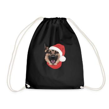 German Shepherd Merry Christmas - Drawstring Bag - black - Front