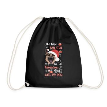 German Shepherd Merry Christmas - Drawstring Bag - black - Front