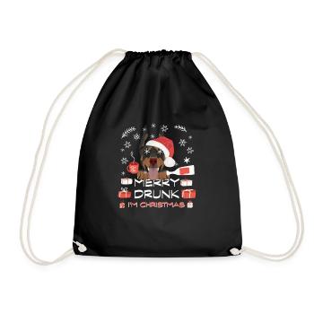 Dobermann Weihnachtsmarkt - Turnbeutel - Schwarz - Vorne