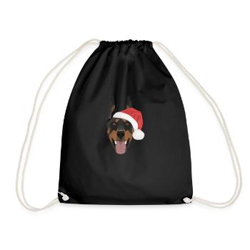 Dobermann Frohe Weihnachten - Turnbeutel - Schwarz - Vorne