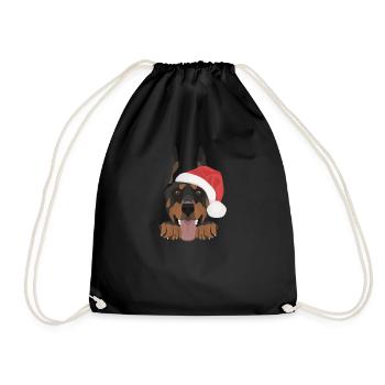 Dobermann Frohe Weihnachten - Turnbeutel - Schwarz - Vorne