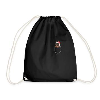 Dobermann Frohe Weihnachten - Turnbeutel - Schwarz - Vorne