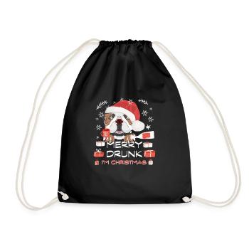 English Bulldog Christmas Market - Drawstring Bag - black - Front