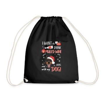 Doberman mulled wine Christmas - Drawstring Bag - black - Front
