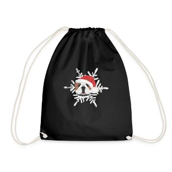 English Bulldog Merry Christmas - Drawstring Bag - black - Front