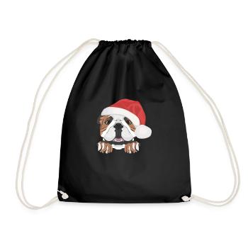 English Bulldog Merry Christmas - Drawstring Bag - black - Front