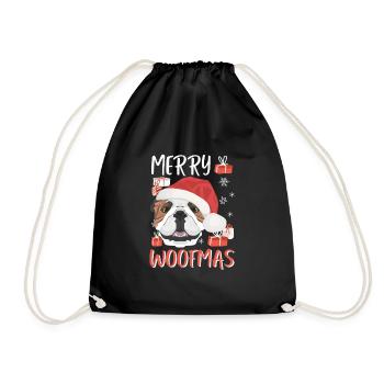 English Bulldog Merry Christmas - Drawstring Bag - black - Front