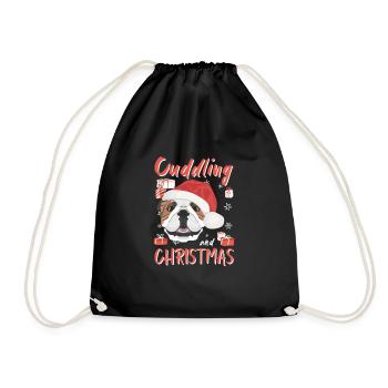 English Bulldog Merry Christmas - Drawstring Bag - black - Front